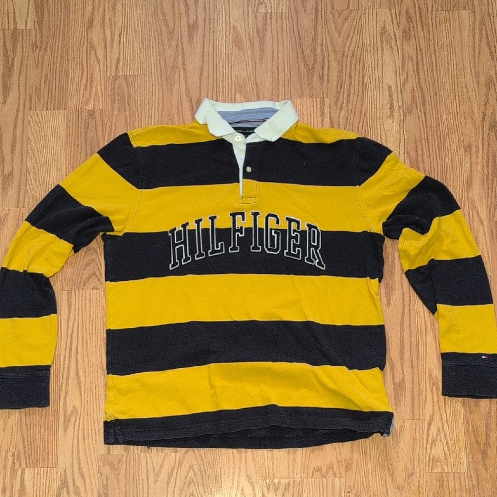 Tommy Hilfiger Bold Yellow and Black Rugby Shirt